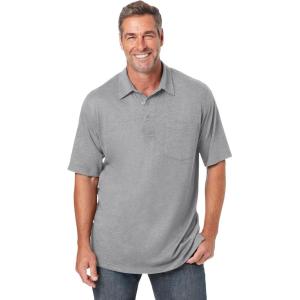 imageKingSize Mens Big ampamp Tall ShrinkLess Lightweight Polo TShirtHeather Grey