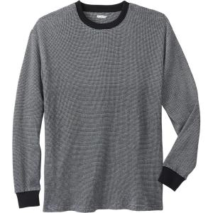 imageKingSize Mens Big ampamp Tall Tall WaffleKnit Thermal Crewneck TeeBlack Marl 0640