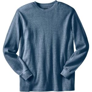 imageKingSize Mens Big ampamp Tall Tall WaffleKnit Thermal Crewneck TeeHeather Slate Blue 0803