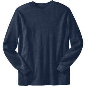 imageKingSize Mens Big ampamp Tall Tall WaffleKnit Thermal Crewneck TeeNavy 2401