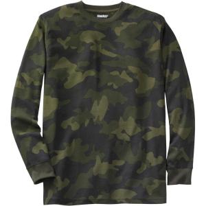 imageKingSize Mens Big ampamp Tall Tall WaffleKnit Thermal Crewneck TeeOlive Camo