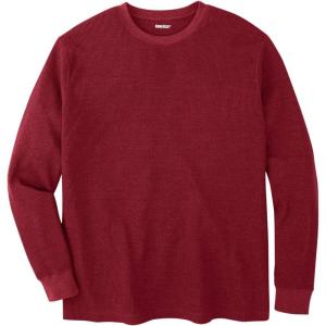 imageKingSize Mens Big ampamp Tall Tall WaffleKnit Thermal Crewneck TeeRich Burgundy 2402