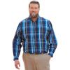 imageKingSize Mens Big ampamp Tall Long Sleeve Wrinkle Free Sport ShirtMidnight Navy Plaid