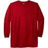 imageKingSize Mens Big ampamp Tall ShrinkLess Lightweight LongerLength LongSleeve Crewneck Pocket TeeRed Marl