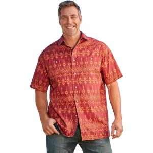 imageKingSize Mens Big ampamp Tall Easy Care Woven Sport ShirtBurgundy Aztec