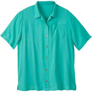 imageKingSize Mens Big ampamp Tall KS Island Solid Camp ShirtTidal Green