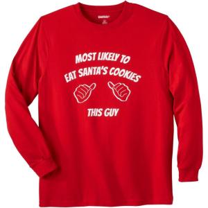 imageKingSize Mens Big ampamp Tall Long Sleeve Graphic Tee  8XL Santa Cookie