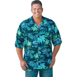 imageKingSize Mens Big ampamp Tall Printed Camp ShirtBlack Palm