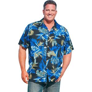 imageKingSize Mens Big ampamp Tall Printed Camp ShirtBlue Island