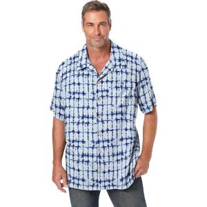 imageKingSize Mens Big ampamp Tall Printed Camp ShirtBlue Stripe Tie Dye