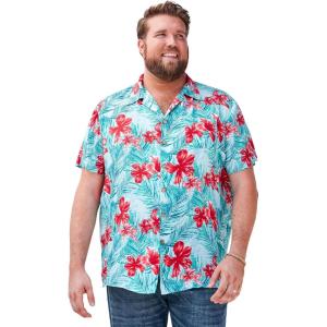 imageKingSize Mens Big ampamp Tall Printed Camp ShirtCool Blue Floral