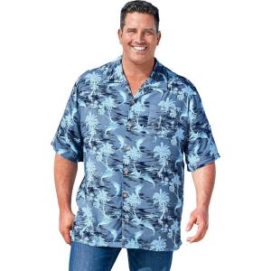 imageKingSize Mens Big ampamp Tall Printed Camp ShirtFish