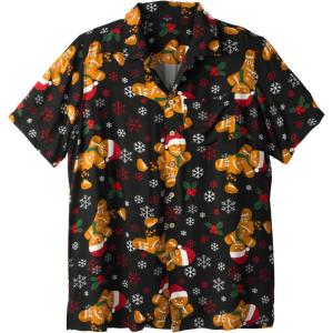 imageKingSize Mens Big ampamp Tall Printed Camp ShirtGingerbread