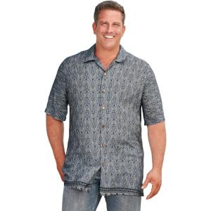 imageKingSize Mens Big ampamp Tall Printed Camp ShirtGrey Paisley