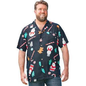 imageKingSize Mens Big ampamp Tall Printed Camp ShirtHoliday