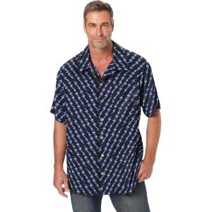 imageKingSize Mens Big ampamp Tall Printed Camp ShirtLightning Bolt