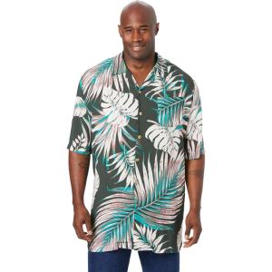 imageKingSize Mens Big ampamp Tall Printed Camp ShirtOlive Leaf