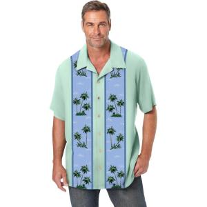 imageKingSize Mens Big ampamp Tall Printed Camp ShirtPalm Tree Panel