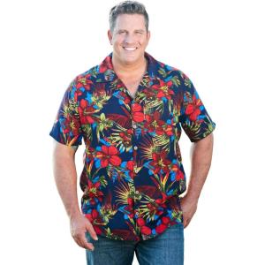 imageKingSize Mens Big ampamp Tall Printed Camp ShirtRed Floral