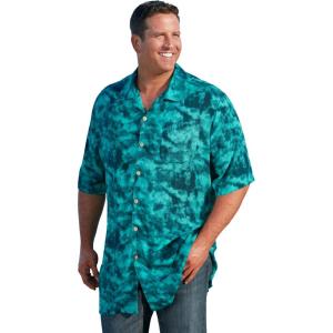 imageKingSize Mens Big ampamp Tall Printed Camp ShirtTidal Green Marble