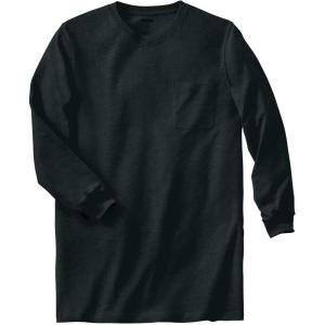 imageKingSize Mens Big ampamp Tall ShrinkLess Lightweight LongerLength LongSleeve Crewneck Pocket TeeHeather Charcoal