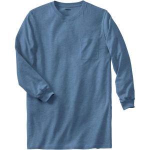 imageKingSize Mens Big ampamp Tall ShrinkLess Lightweight LongerLength LongSleeve Crewneck Pocket TeeHeather Slate Blue