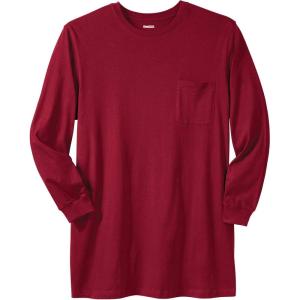 imageKingSize Mens Big ampamp Tall ShrinkLess Lightweight LongerLength LongSleeve Crewneck Pocket TeeRich Burgundy