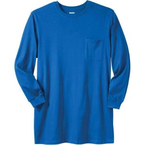 imageKingSize Mens Big ampamp Tall ShrinkLess Lightweight LongerLength LongSleeve Crewneck Pocket TeeRoyal Blue