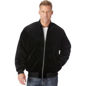 imageKingSize Mens Big ampamp Tall Tall Velour Full Zip Bomber JacketBlack