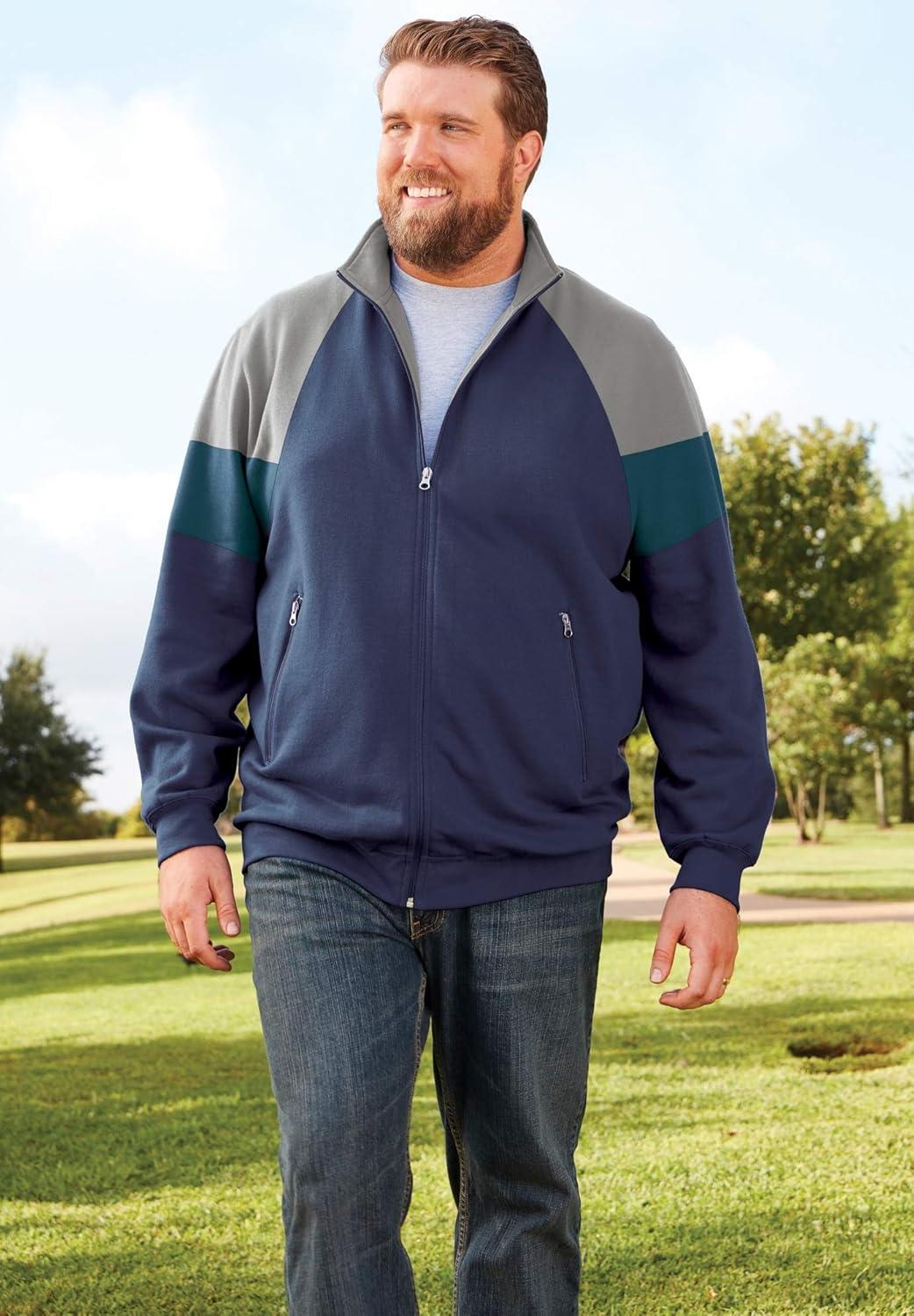 imageKingSize Mens Big ampamp Tall KS Sport Color Block Full Zip Track JacketBlack Colorblock