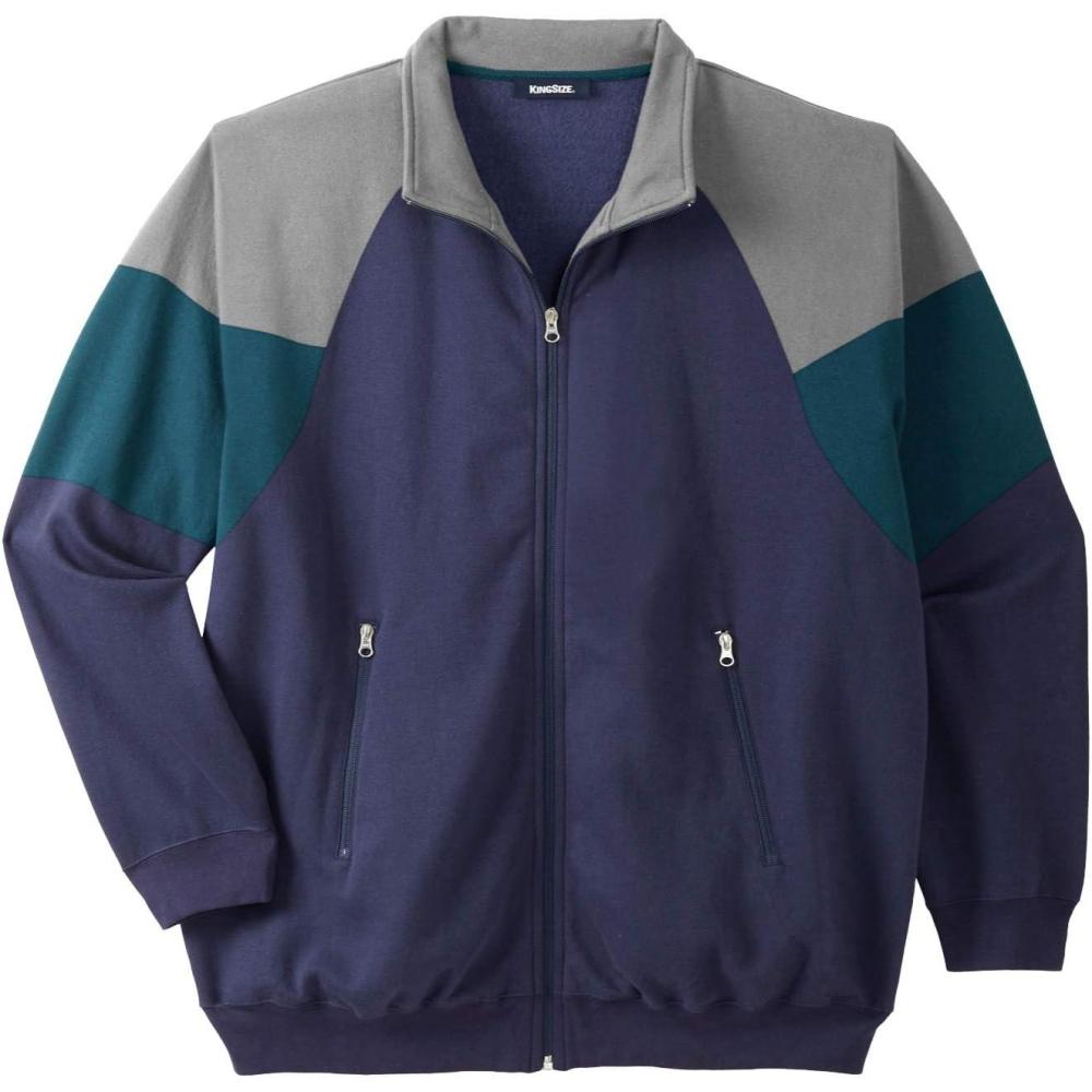 imageKingSize Mens Big ampamp Tall KS Sport Color Block Full Zip Track JacketNavy Colorblock