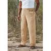 imageKingSize Mens Big ampamp Tall Elastic Waist Gauze Cotton PantsKhaki 2609