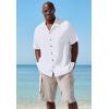 imageKingSize Mens Big ampamp Tall Gauze Camp ShirtGrey Stripe 2596