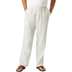 imageKingSize Mens Big ampamp Tall Elastic Waist Gauze Cotton PantsSage Pinstripe