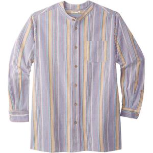 imageKingSize Mens Big ampamp Tall Gauze Mandarin Collar ShirtDark Salmon Stripe