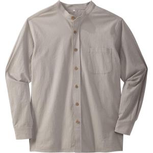 imageKingSize Mens Big ampamp Tall Gauze Mandarin Collar ShirtSand Grey