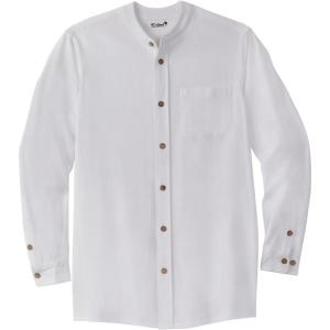 imageKingSize Mens Big ampamp Tall Gauze Mandarin Collar ShirtWhite