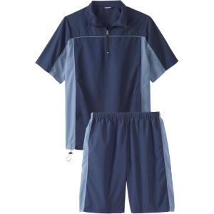 imageKingSize Mens Big ampamp Tall Quarter Zip Short Sleeve Colorblock TracksuitNavy Colorblock