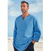 imageKingSize Mens Big ampamp Tall Gauze Mandarin Collar 34 Sleeve ShirtAzure Blue 2242