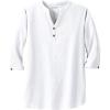 imageKingSize Mens Big ampamp Tall Gauze Mandarin Collar 34 Sleeve ShirtWhite 2758