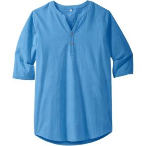 imageKingSize Mens Big ampamp Tall Gauze Mandarin Collar 34 Sleeve ShirtAzure Blue 2242