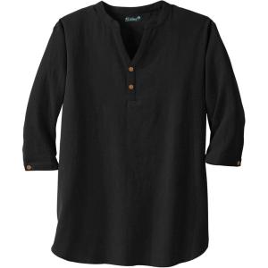 imageKingSize Mens Big ampamp Tall Gauze Mandarin Collar 34 Sleeve ShirtBlack 2728