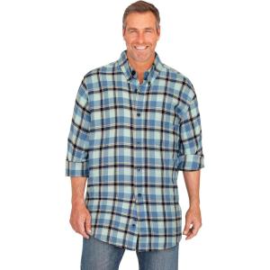 imageLiberty Blues Kingsize Mens Big ampamp Tall by Kingsize Flannel ShirtShadow Blue Plaid