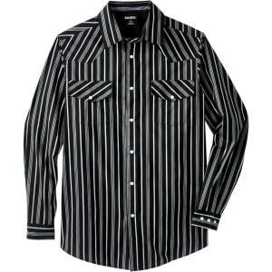 imageBoulder Creek by Kingsize Mens Big ampamp Tall Tall Western Snap Front ShirtBlack Stripe