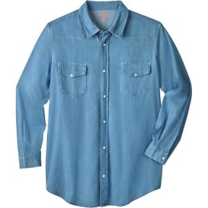 imageBoulder Creek by Kingsize Mens Big ampamp Tall Tall Western Snap Front ShirtBleach Denim