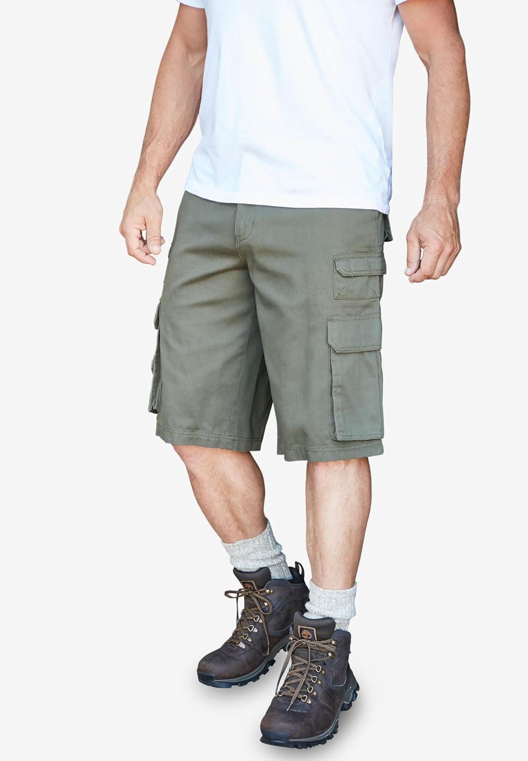 imageBoulder Creek by Kingsize Mens Big ampamp Tall SideElastic Stacked Cargo Pocket ShortsCedar Brown