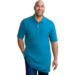 imageKingSize Mens Big ampamp Tall LongerLength ShrinkLess Piqu Polo ShirtElectric Turquoise