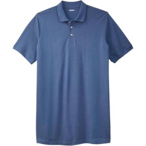 imageKingSize Mens Big ampamp Tall LongerLength ShrinkLess Piqu Polo ShirtHeather Blue