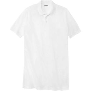 imageKingSize Mens Big ampamp Tall LongerLength ShrinkLess Piqu Polo ShirtWhite