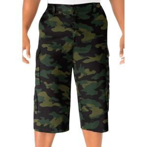 imageKingSize Mens Big ampamp Tall 17quot Side Elastic Cargo ShortsOlive Camo